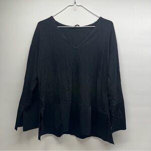 Lafayette 148 New York Black 3/4 Sleeve Boxy Blouse size L